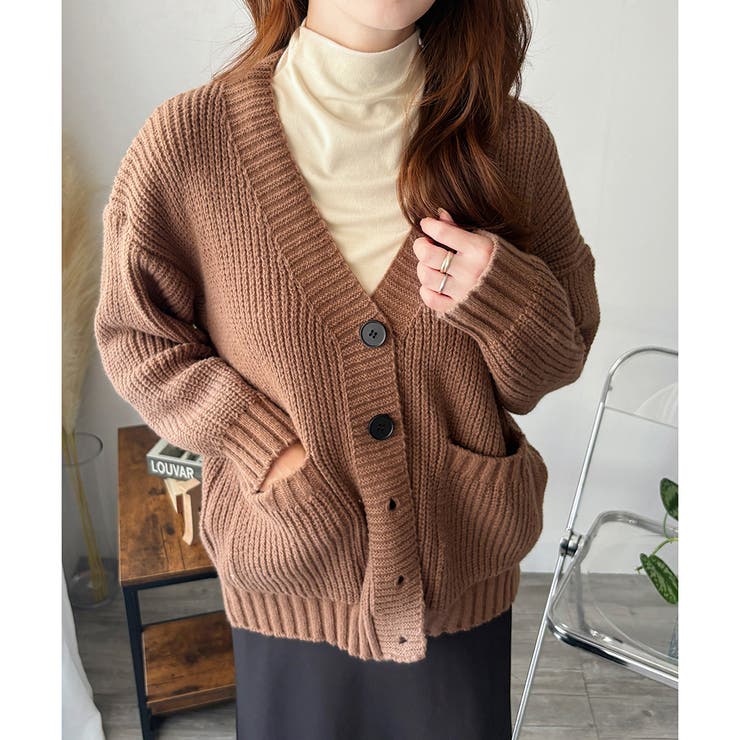 ざっくり編みVネックボタンニットカーディガン レディース 秋冬 | Amulet | 詳細画像19 