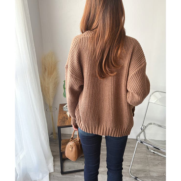 ざっくり編みVネックボタンニットカーディガン レディース 秋冬 | Amulet | 詳細画像20 