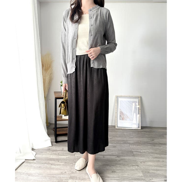 クルーネックボタン長袖ニットカーディガン きれいめ 無地 | Amulet | 詳細画像15 