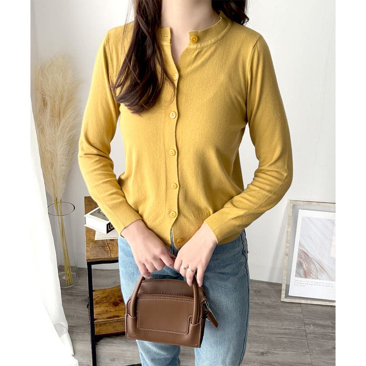 クルーネックボタン長袖ニットカーディガン きれいめ 無地 | Amulet | 詳細画像26 