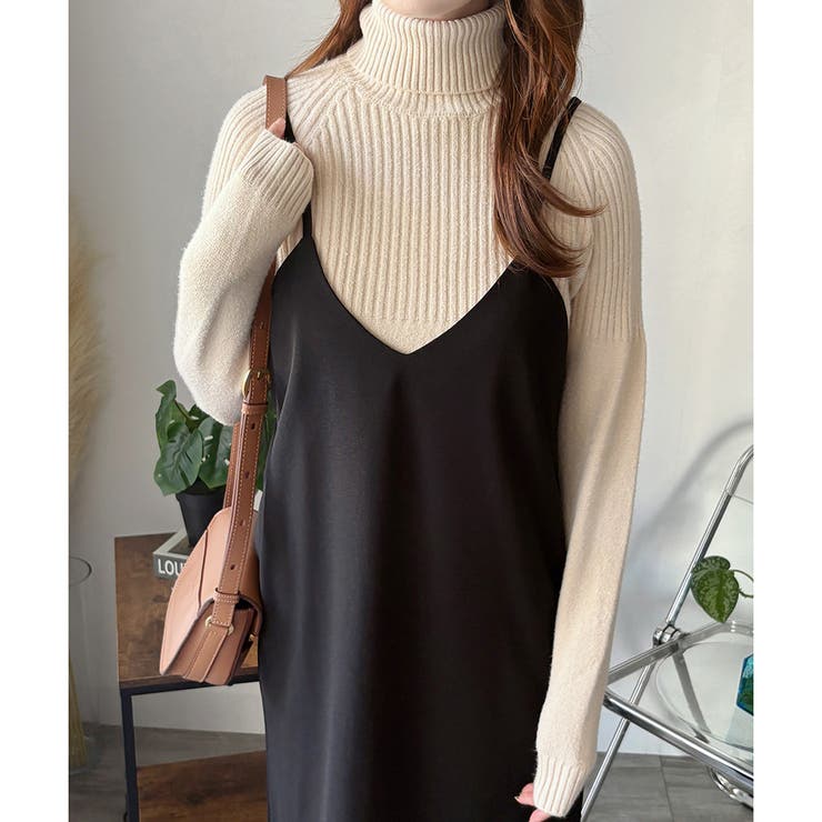 ハイネックリブ切替長袖ニットセーター 大人カジュアル 秋冬 | Amulet | 詳細画像11 