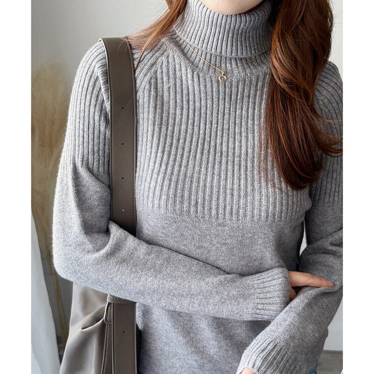 ハイネックリブ切替長袖ニットセーター 大人カジュアル 秋冬 | Amulet | 詳細画像25 