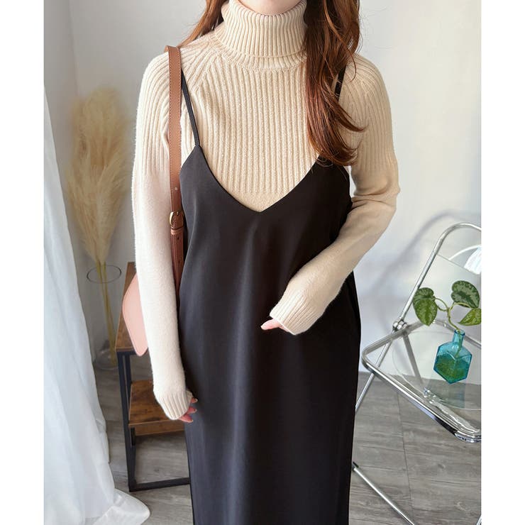 ハイネックリブ切替長袖ニットセーター 大人カジュアル 秋冬 | Amulet | 詳細画像3 