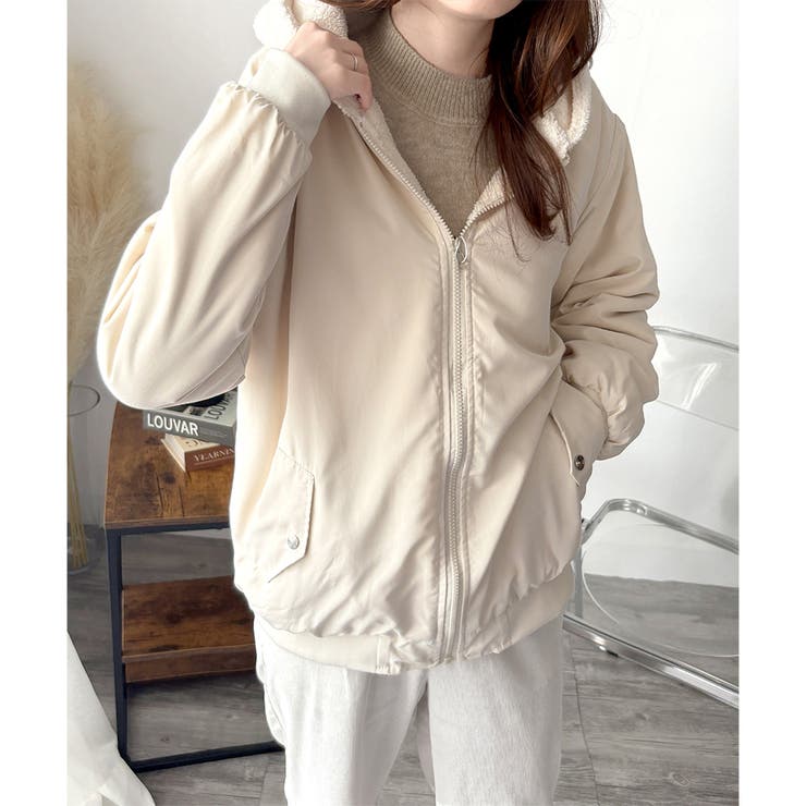 リバーシブルフード付きボアブルゾン レディース 秋冬 | Amulet | 詳細画像12 