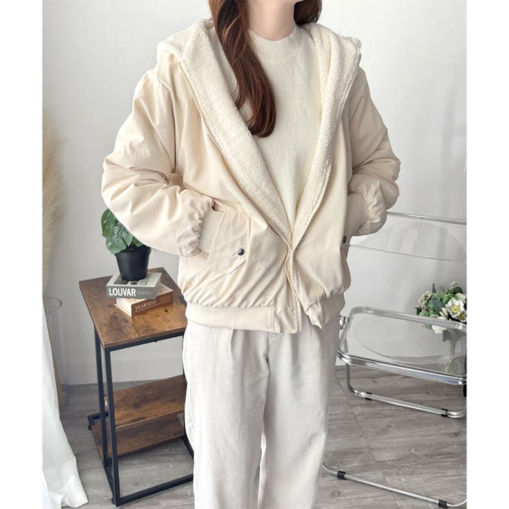 リバーシブルフード付きボアブルゾン レディース 秋冬 | Amulet | 詳細画像13 