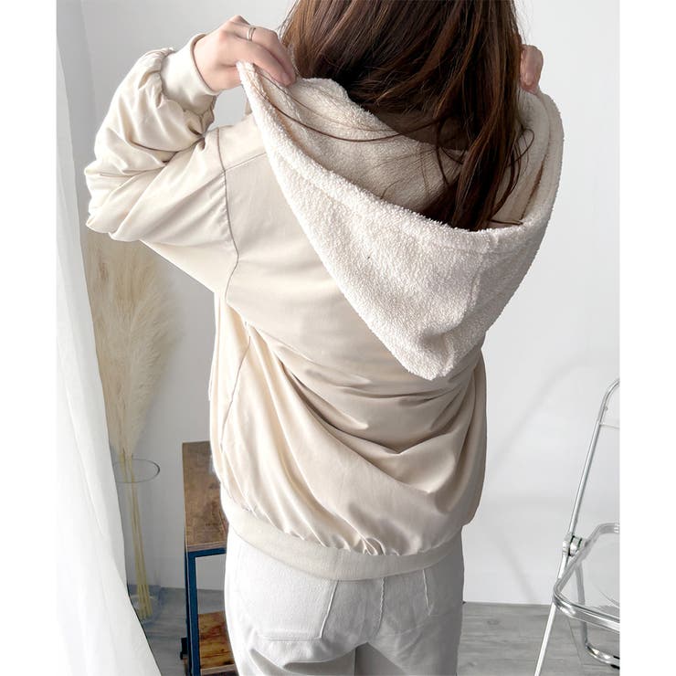 リバーシブルフード付きボアブルゾン レディース 秋冬 | Amulet | 詳細画像14 