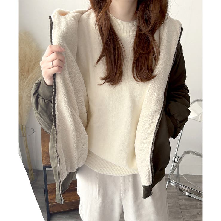 リバーシブルフード付きボアブルゾン レディース 秋冬 | Amulet | 詳細画像15 