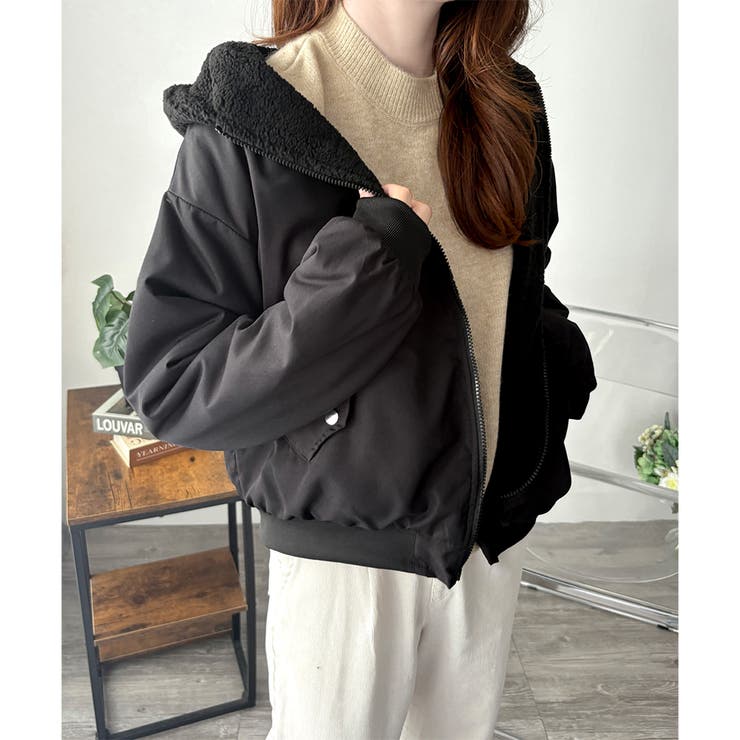 リバーシブルフード付きボアブルゾン レディース 秋冬 | Amulet | 詳細画像22 