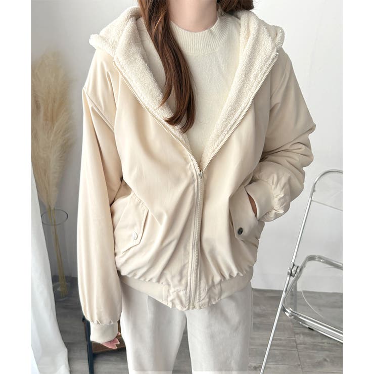 リバーシブルフード付きボアブルゾン レディース 秋冬 | Amulet | 詳細画像6 