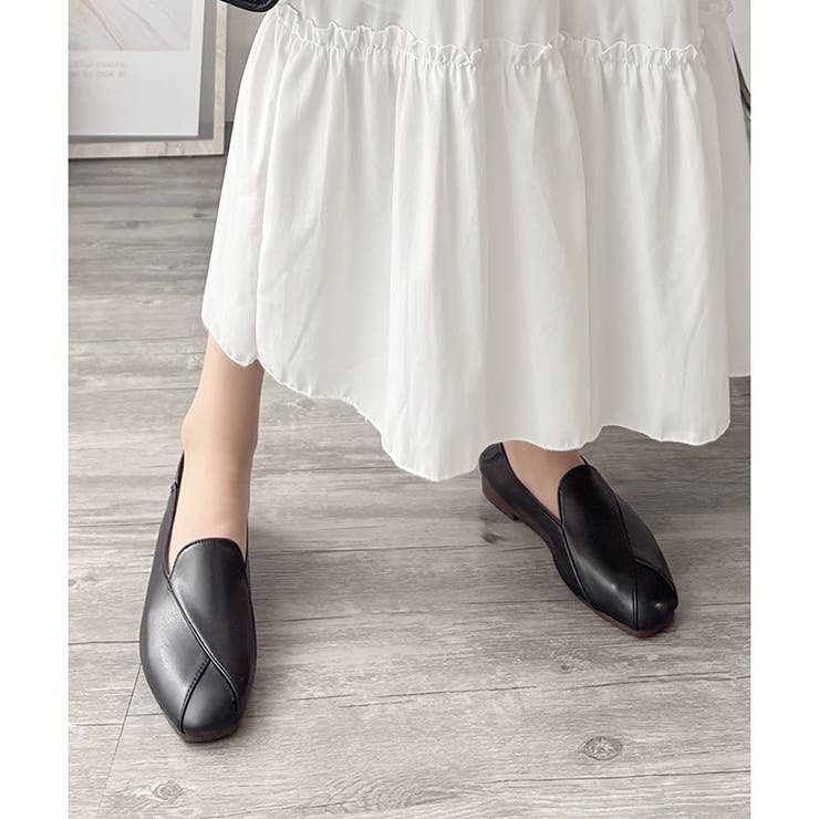 スクエアトゥフラットシューズ レディース 楽ちん | Amulet | 詳細画像12 