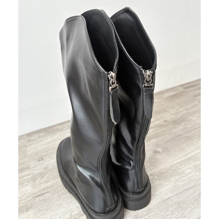 Vカット厚底ロングブーツ レディース 黒 | Amulet | 詳細画像23 