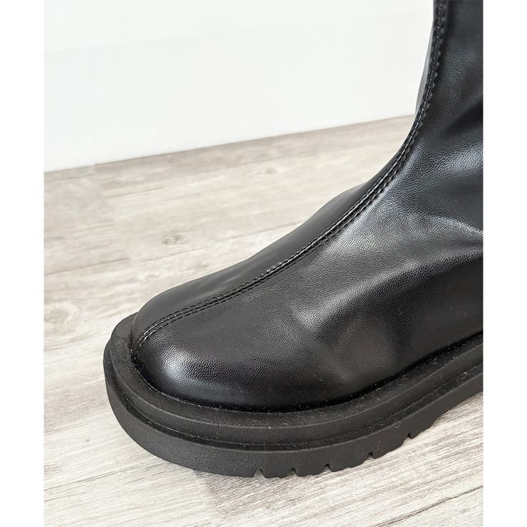 Vカット厚底ロングブーツ レディース 黒 | Amulet | 詳細画像24 