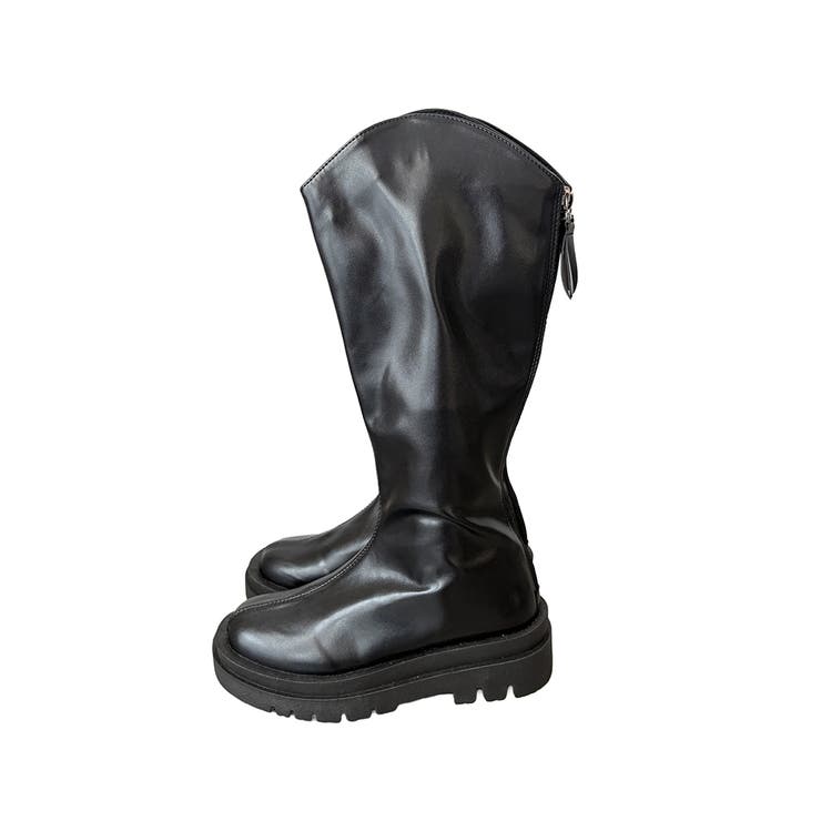 Vカット厚底ロングブーツ レディース 黒 | Amulet | 詳細画像28 