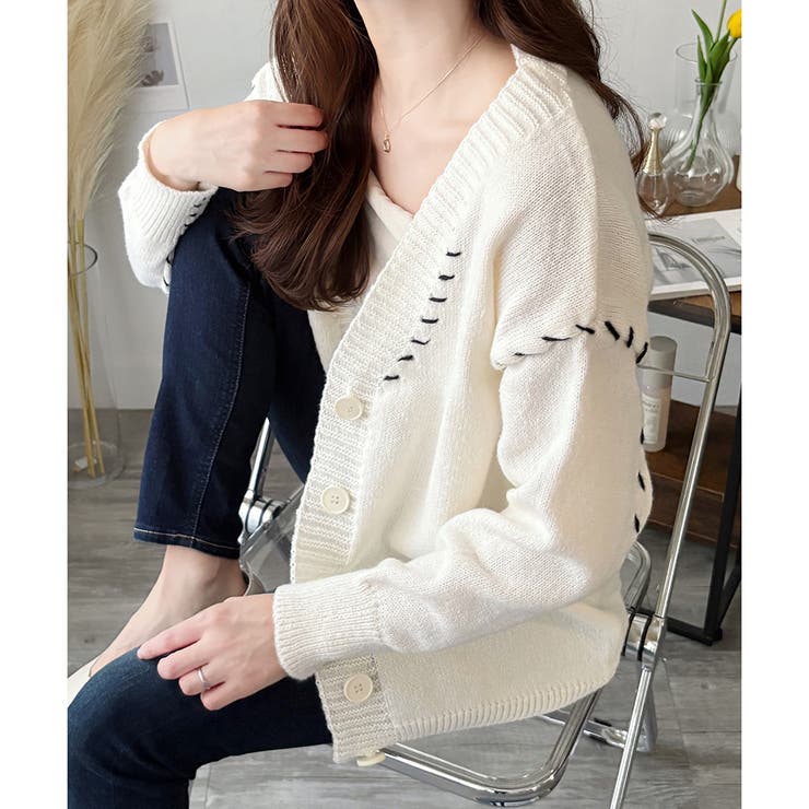 ルーズフィットニットカーディガン レディース 秋冬 | Amulet | 詳細画像3 