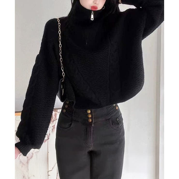 ケーブル編み風ハイネックニットプルオーバー レディース 秋冬 | Amulet | 詳細画像14 