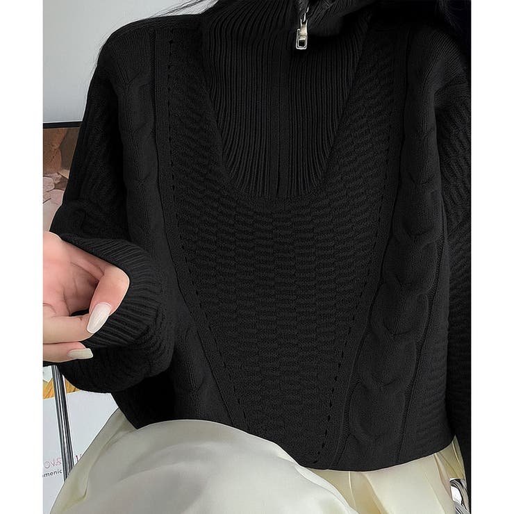 ケーブル編み風ハイネックニットプルオーバー レディース 秋冬 | Amulet | 詳細画像15 