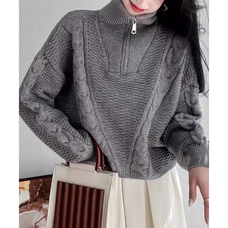 ケーブル編み風ハイネックニットプルオーバー レディース 秋冬 | Amulet | 詳細画像18 