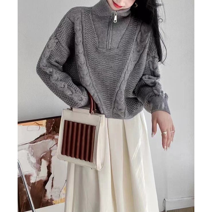 ケーブル編み風ハイネックニットプルオーバー レディース 秋冬 | Amulet | 詳細画像20 