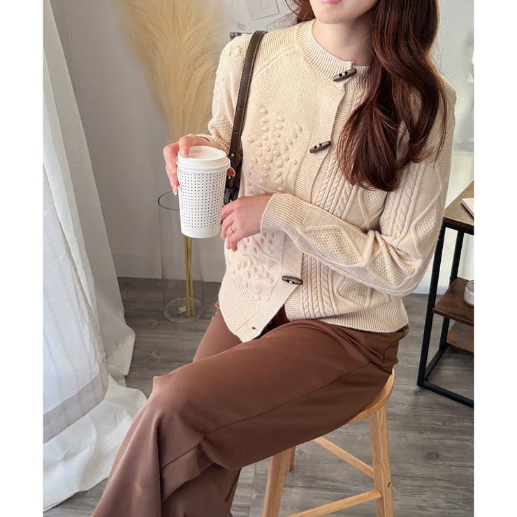 トグルボタンナチュラルカーディガン レディース ゆるシルエット | Amulet | 詳細画像11 