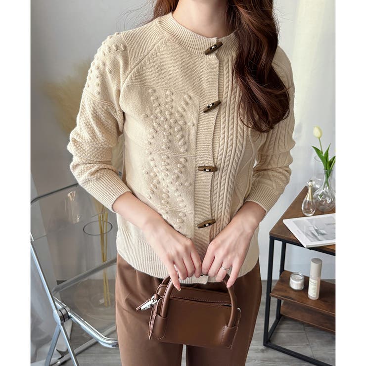 トグルボタンナチュラルカーディガン レディース ゆるシルエット | Amulet | 詳細画像13 