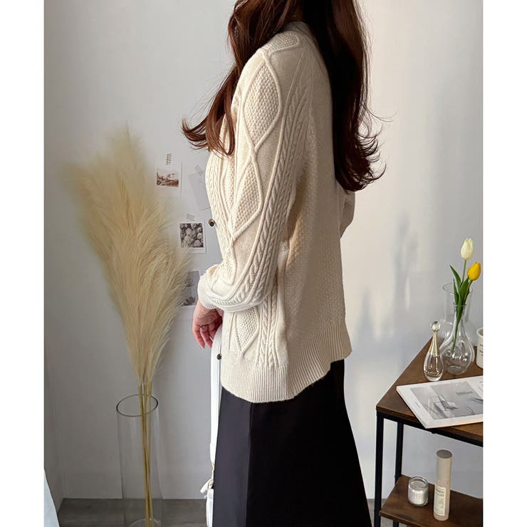 トグルボタンナチュラルカーディガン レディース ゆるシルエット | Amulet | 詳細画像14 