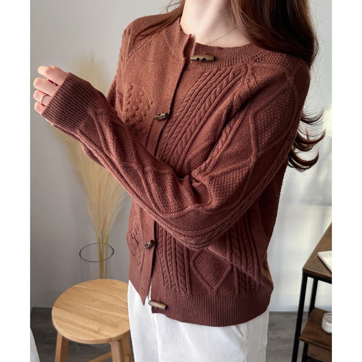 トグルボタンナチュラルカーディガン レディース ゆるシルエット | Amulet | 詳細画像18 