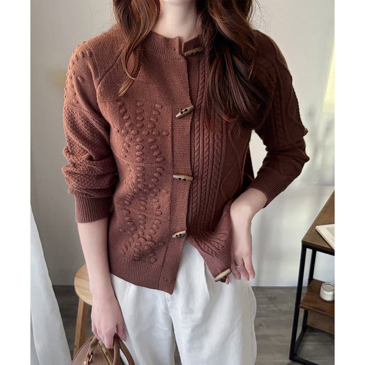 トグルボタンナチュラルカーディガン レディース ゆるシルエット | Amulet | 詳細画像2 