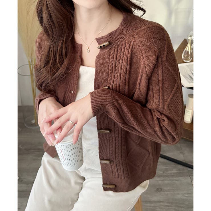 トグルボタンナチュラルカーディガン レディース ゆるシルエット | Amulet | 詳細画像21 