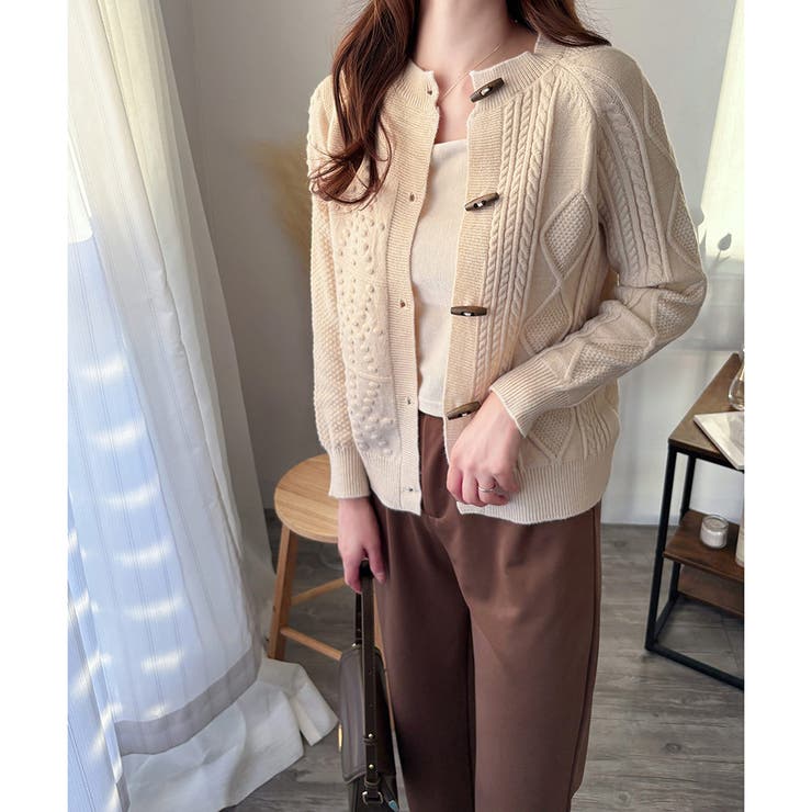 トグルボタンナチュラルカーディガン レディース ゆるシルエット | Amulet | 詳細画像8 