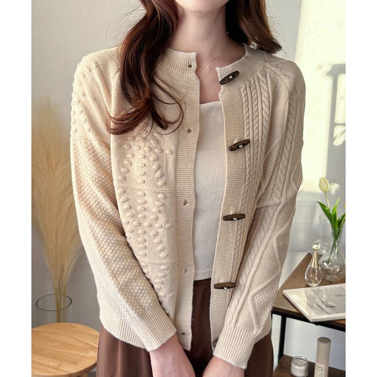 トグルボタンナチュラルカーディガン レディース ゆるシルエット | Amulet | 詳細画像9 