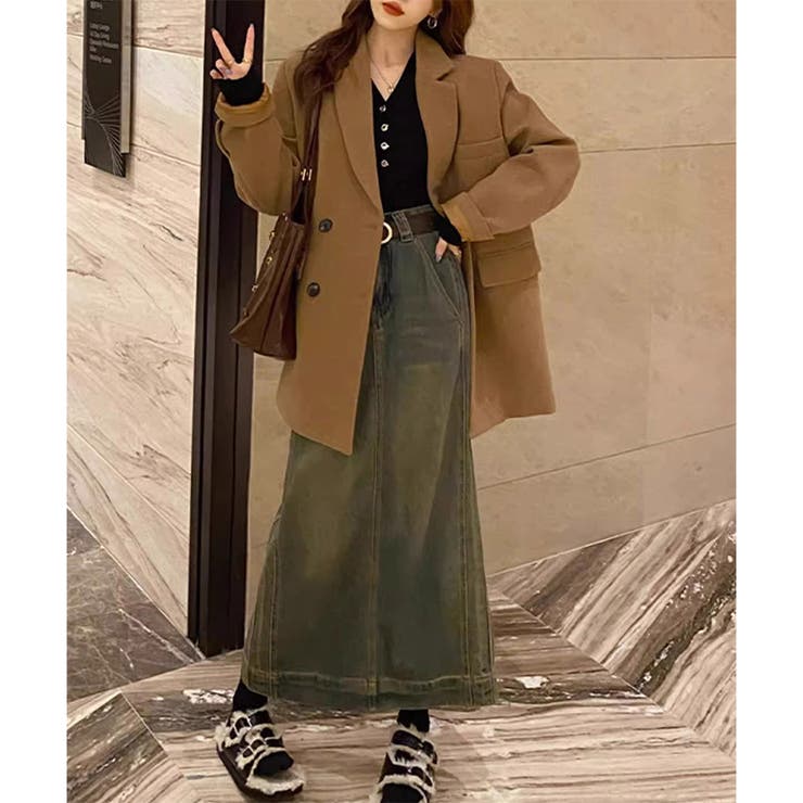 Vネックデザインボタンリブニット レディース 長袖 | Amulet | 詳細画像21 