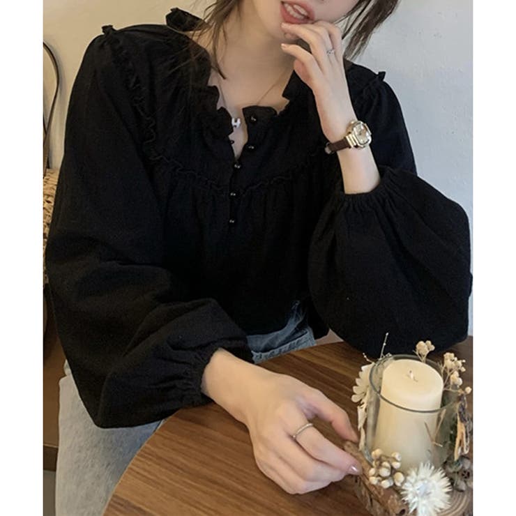 フリルネックボリュームスリーブブラウス レディース 長袖 | Amulet | 詳細画像10 