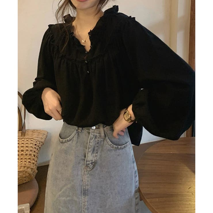 フリルネックボリュームスリーブブラウス レディース 長袖 | Amulet | 詳細画像11 