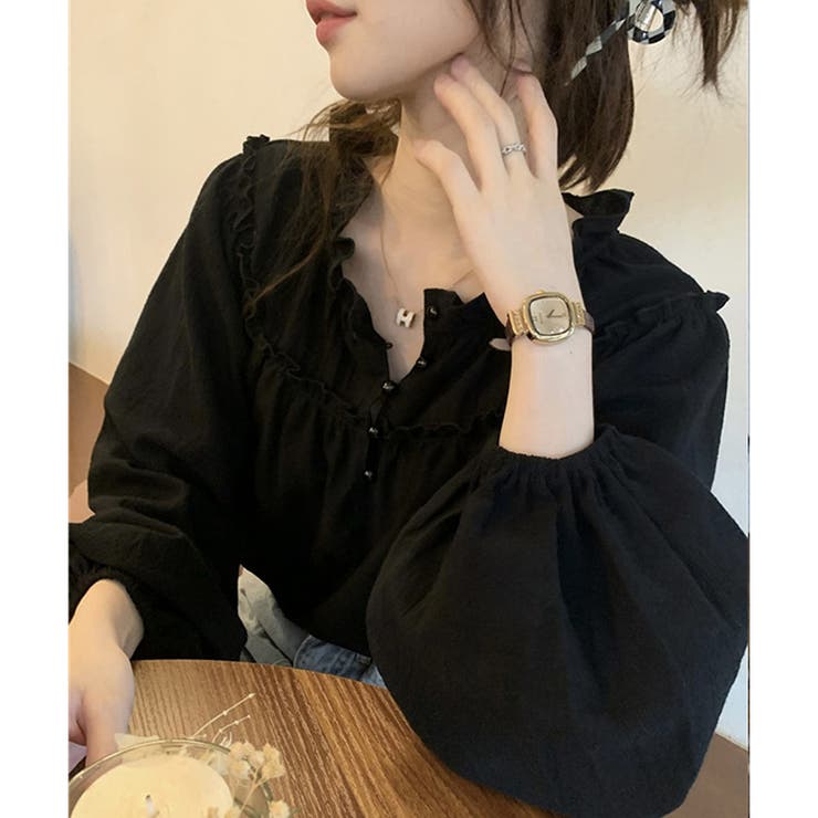 フリルネックボリュームスリーブブラウス レディース 長袖 | Amulet | 詳細画像12 