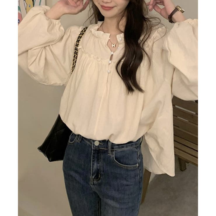 フリルネックボリュームスリーブブラウス レディース 長袖 | Amulet | 詳細画像14 