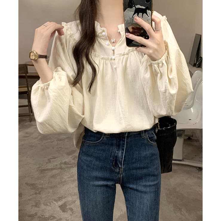 フリルネックボリュームスリーブブラウス レディース 長袖 | Amulet | 詳細画像15 