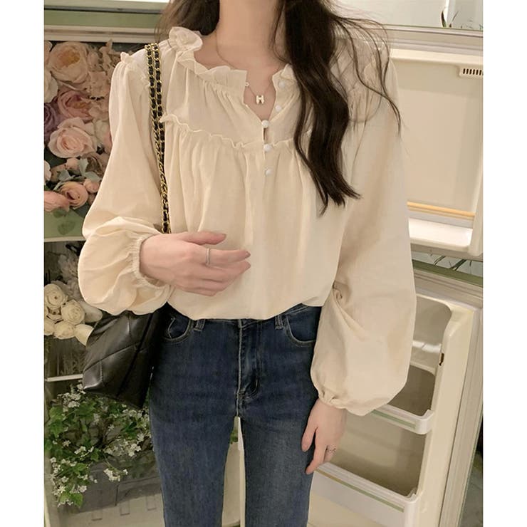 フリルネックボリュームスリーブブラウス レディース 長袖 | Amulet | 詳細画像19 