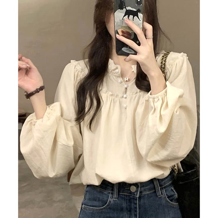 フリルネックボリュームスリーブブラウス レディース 長袖 | Amulet | 詳細画像20 