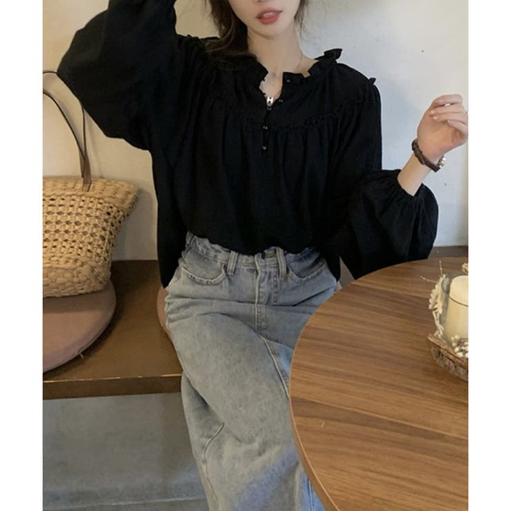 フリルネックボリュームスリーブブラウス レディース 長袖 | Amulet | 詳細画像9 