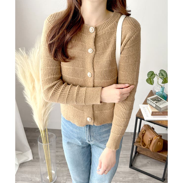 クルーネックニットカーディガン レディース 長袖 | Amulet | 詳細画像10 