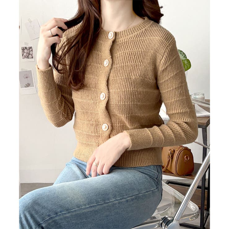 クルーネックニットカーディガン レディース 長袖 | Amulet | 詳細画像12 