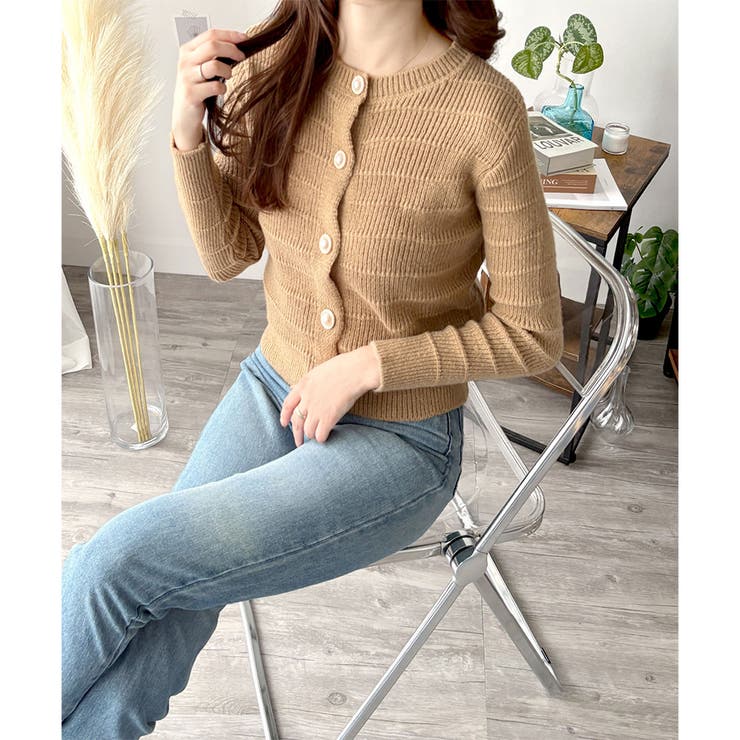 クルーネックニットカーディガン レディース 長袖 | Amulet | 詳細画像13 