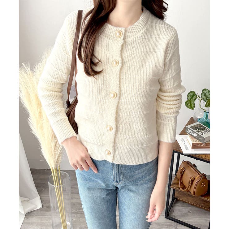 クルーネックニットカーディガン レディース 長袖 | Amulet | 詳細画像15 