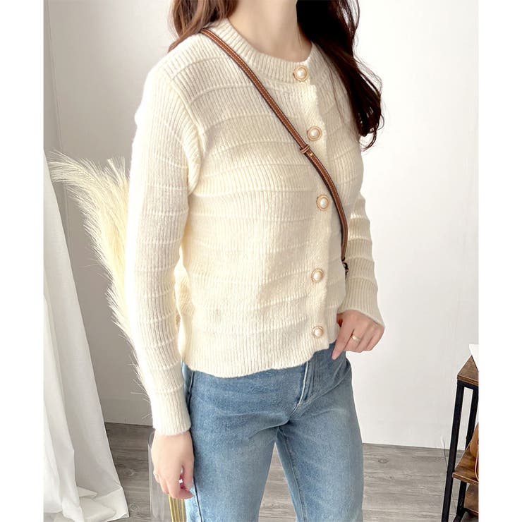 クルーネックニットカーディガン レディース 長袖 | Amulet | 詳細画像17 