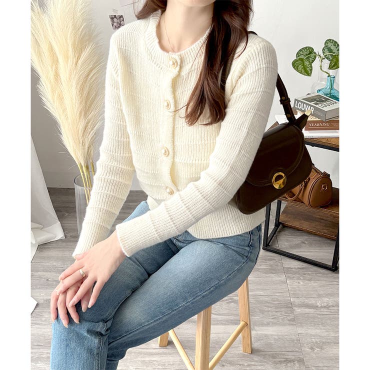 クルーネックニットカーディガン レディース 長袖 | Amulet | 詳細画像18 