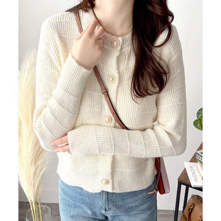 クルーネックニットカーディガン レディース 長袖 | Amulet | 詳細画像20 