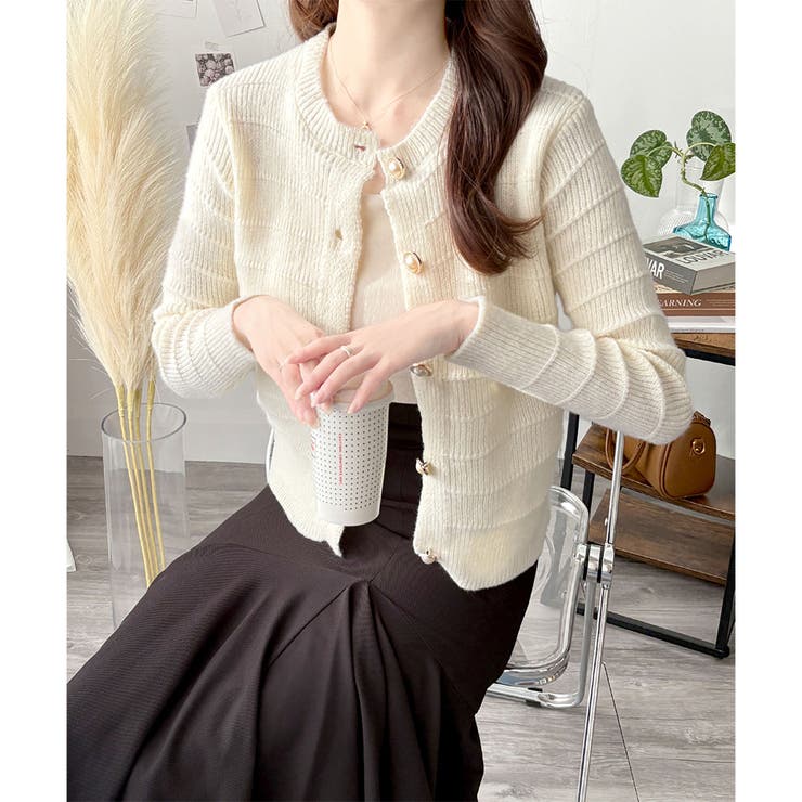 クルーネックニットカーディガン レディース 長袖 | Amulet | 詳細画像21 