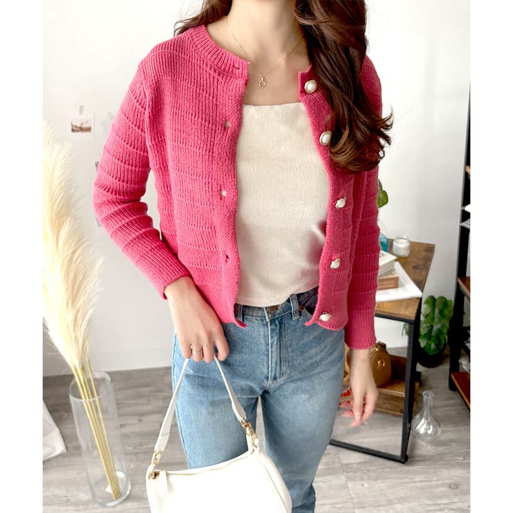 クルーネックニットカーディガン レディース 長袖 | Amulet | 詳細画像24 