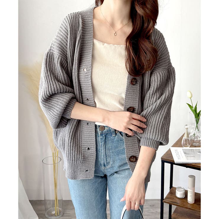 ざっくり編みオーバーサイズカーディガン レディース 秋冬 | Amulet | 詳細画像7 