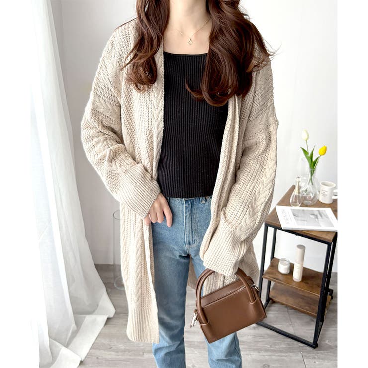 ケーブル風ざっくりロングカーディガン 秋冬 ゆったり | Amulet | 詳細画像11 